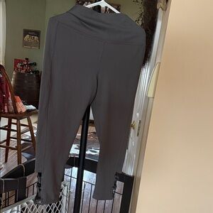 Charcoal Ankle Pants with Lace-Up Detail